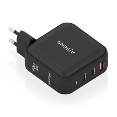 Cargador de Pared GaN Aisens ASCH-140W3P031-BK/ 2xUSB Tipo-C/ 1xUSB/ 140W | Cargadores +60W