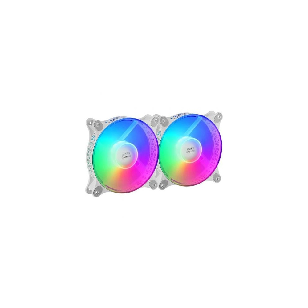 Pack 2 Ventiladores Mars Gaming MFDUOW/ 12cm/ FRGB/ Blancos