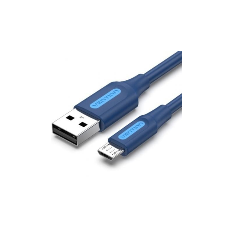 Cable USB 2.0 Vention COLLH/ USB Macho - MicroUSB Macho/ 480Mbps/ 2m/ Azul