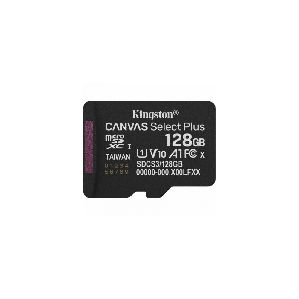 Tarjeta de Memoria Kingston CANVAS Select Plus 128GB microSD XC/ Clase 10/ 150MBs