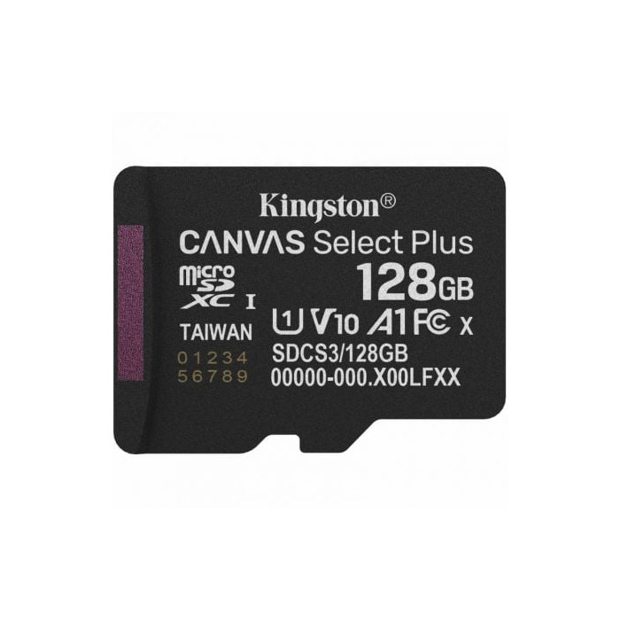 Tarjeta de Memoria Kingston CANVAS Select Plus 128GB microSD XC/ Clase 10/ 150MBs