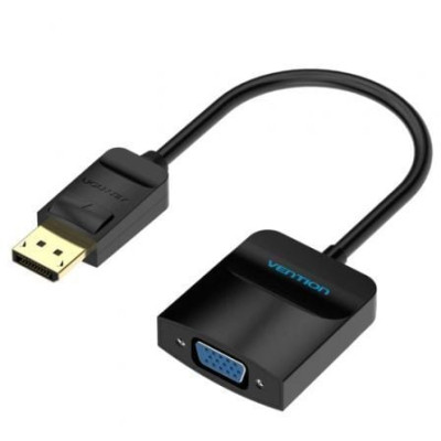 Conversor Vention HBFBB/ DisplayPort Macho - VGA Hembra/ 15cm/ Negro | VGA/DVI/DisplayPort