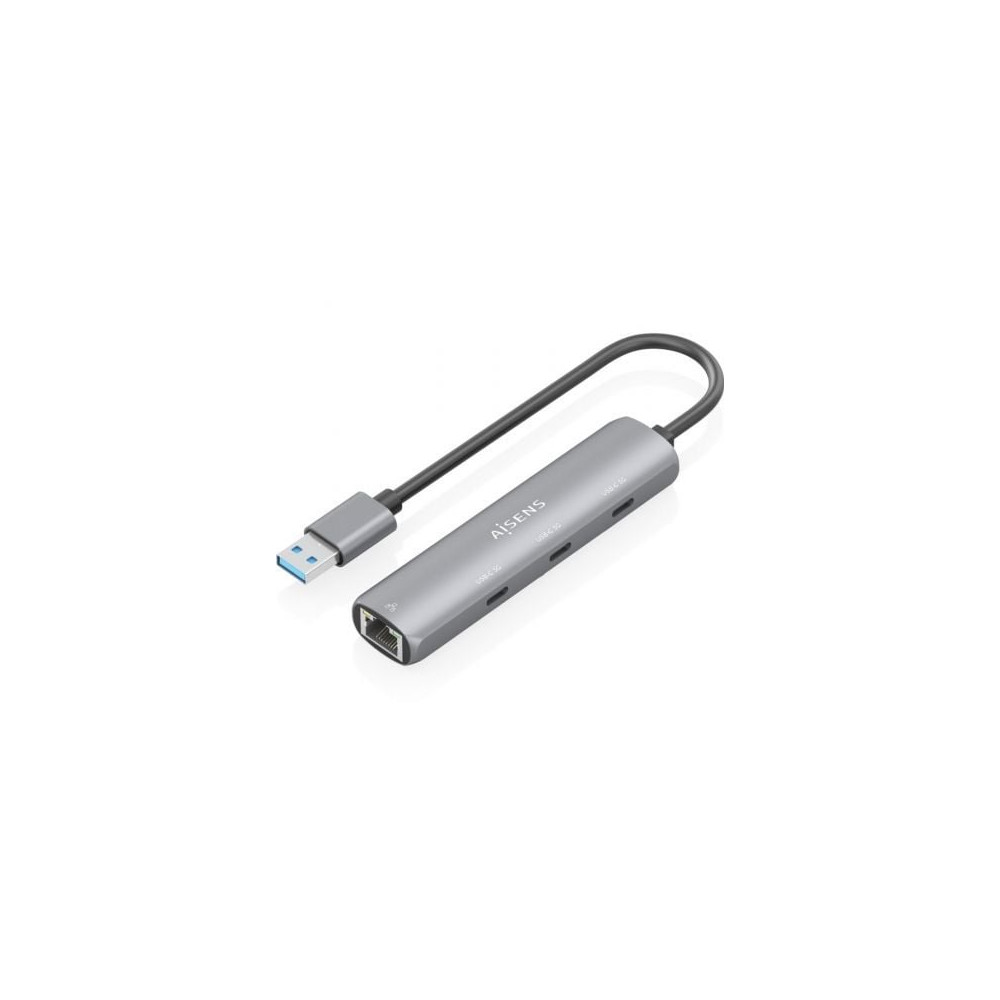 Hub USB Aisens ASUC-4P037-GR/ 3xUSB Tipo-C/ 1xRJ45/ Gris