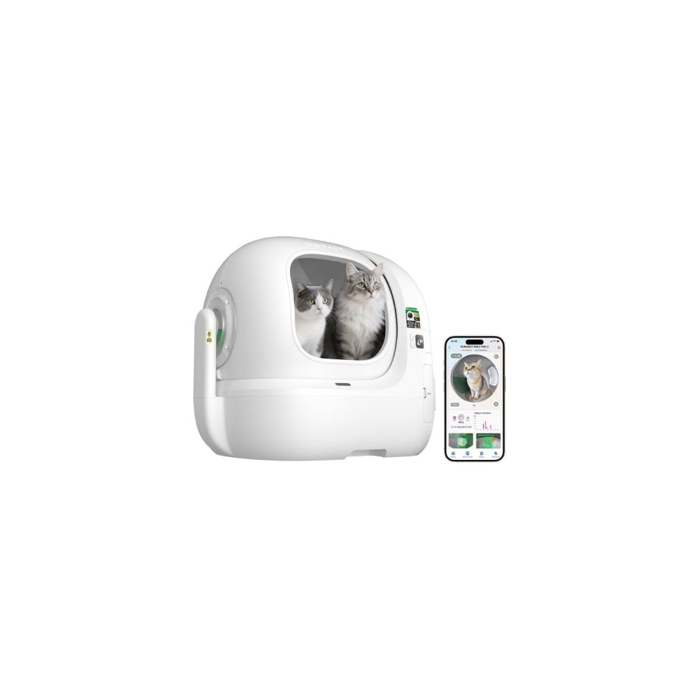 Arenero para Gatos Autolimpiable PetKit PuroBot Max Pro 2/ 76L/ Control desde APP/ Blanco