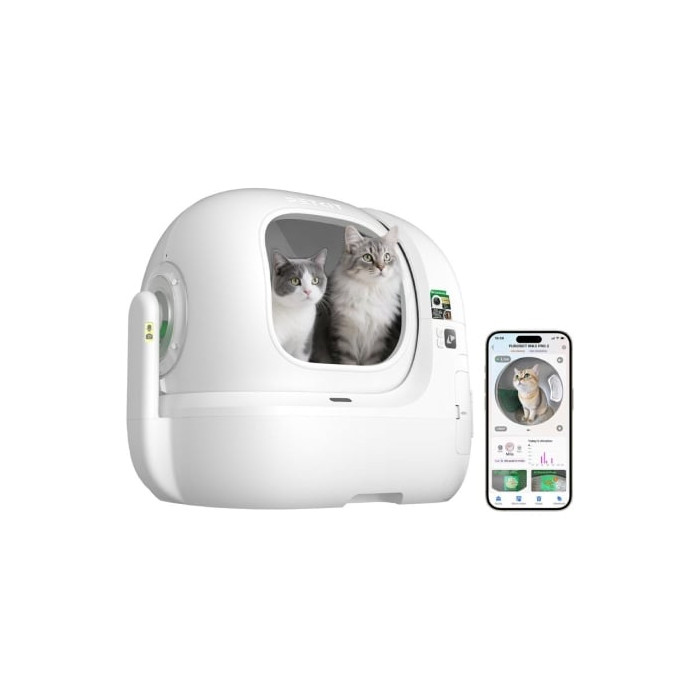 Arenero para Gatos Autolimpiable PetKit PuroBot Max Pro 2/ 76L/ Control desde APP/ Blanco