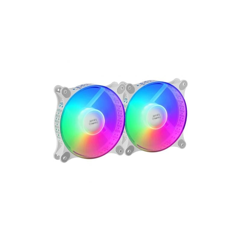 Pack 2 Ventiladores Mars Gaming MFDUOW/ 12cm/ FRGB/ Blancos