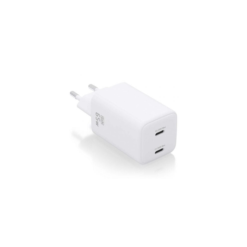 Cargador de Pared GaN Aisens ASCH-65W2P039-W/ 2xUSB Tipo-C/ 65W