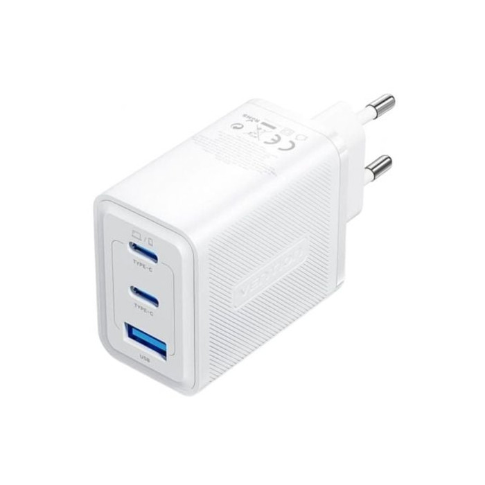 Cargador de Pared GaN Vention FERW0-EU/ 2xUSB Tipo-C/ 1xUSB/ 65W