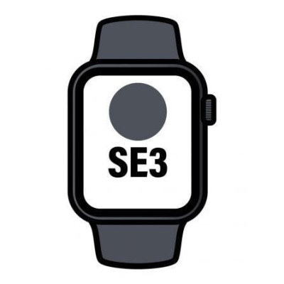 Apple Watch SE3/ GPS/ 44mm/ Caja de Aluminio Medianoche/ Correa Deportiva Negra M/L
