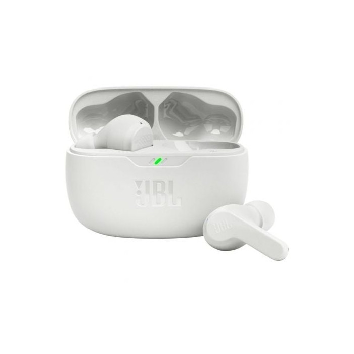 Auriculares Bluetooth JBL Wave Beam con estuche de carga/ Autonomía 8h/ Blanco