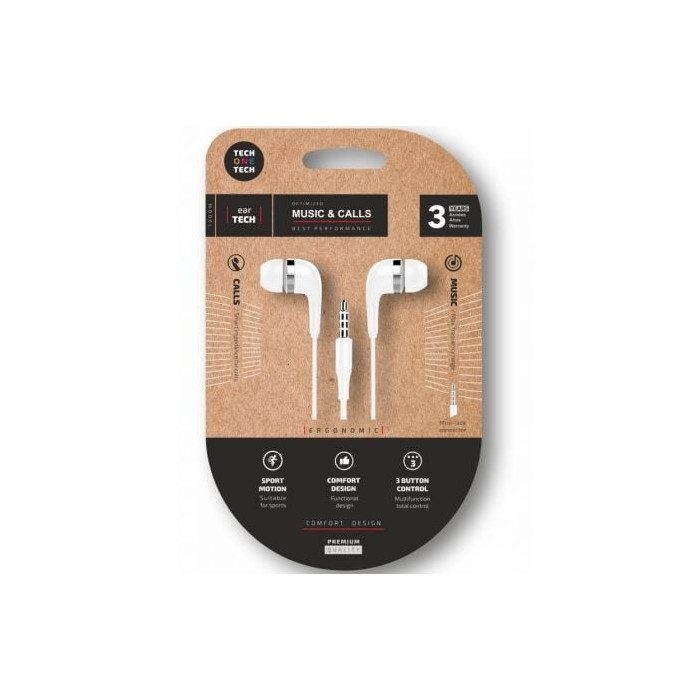 Auriculares Intrauditivos Tech One Tech soft earTECH TEC1004/ con Micrófono/ Jack 3.5/ Blancos