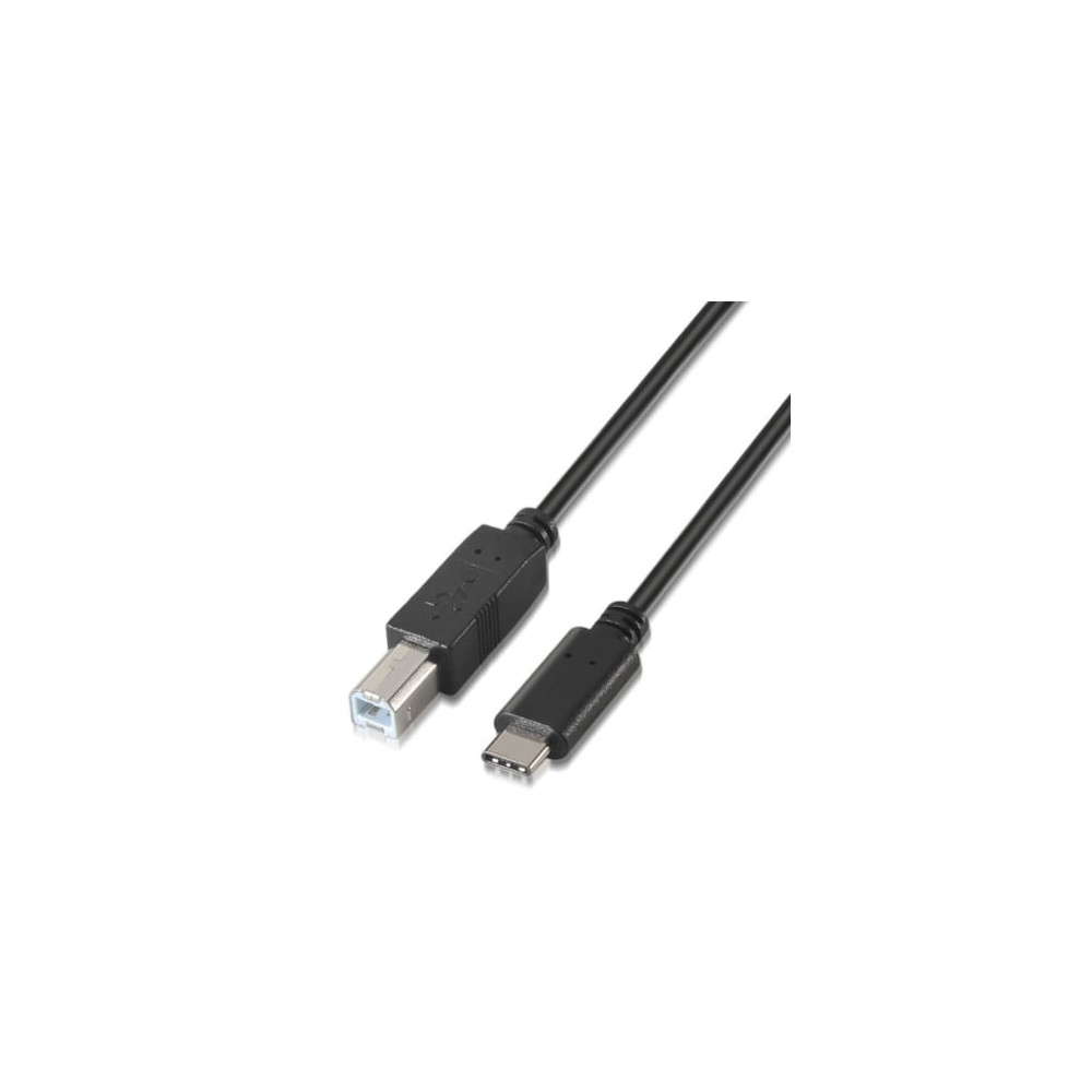 Cable USB 2.0  Impresora Aisens A107-0054/ USB Tipo-C Macho - USB Tipo-B Macho/ 480Mbps/ 2m/ Negro