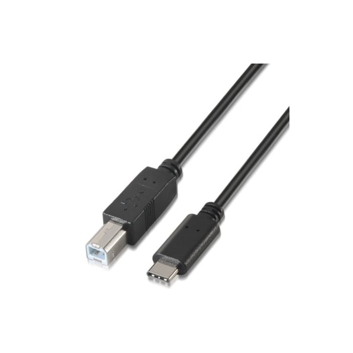 Cable USB 2.0  Impresora Aisens A107-0054/ USB Tipo-C Macho - USB Tipo-B Macho/ 480Mbps/ 2m/ Negro