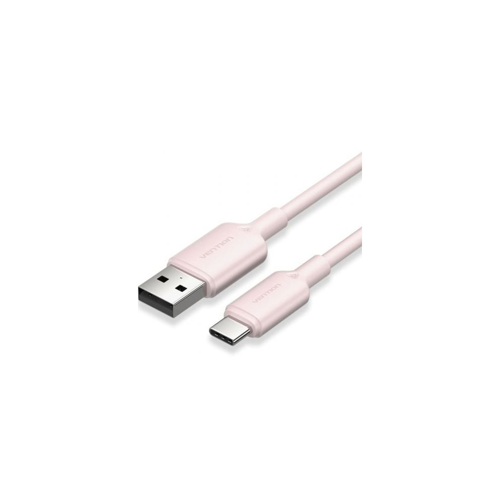 Cable USB 2.0 Tipo-C Vention CTQPH/ USB Tipo-C Macho - USB Macho/ Hasta 60W/ 480Mbps/ 2m/ Rosa