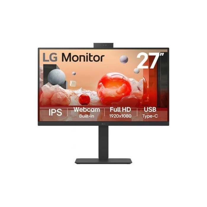 Monitor Profesional LG 27BA850-B 27'/ Full HD/ Webcam/ Multimedia/ Regulable en altura/ Negro