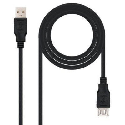 Cable Alargador USB 2.0 Nanocable 10.01.0203-BK/ USB Macho - USB Hembra/ 1.8m/ Negro