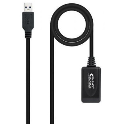 Cable Alargador USB 3.0 con Amplificador Nanocable 10.01.0311/ USB Macho - USB Hembra/ 5m/ Negro
