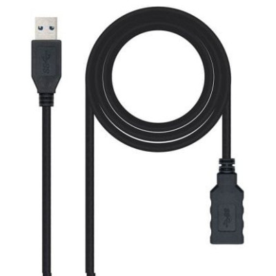 Cable Alargador USB 3.0 Nanocable 10.01.0902-BK/ USB Macho - USB Hembra/ 2m/ Negro