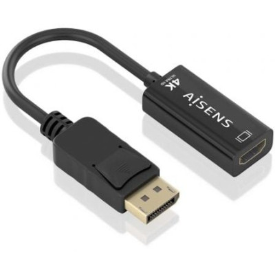 Conversor Aisens A125-0905/ DisplayPort Macho - HDMI Hembra/ 15cm/ Negro
