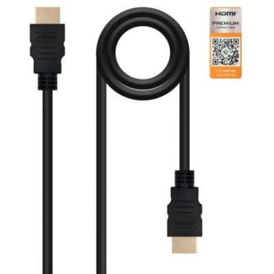Cable HDMI 2.0 4K Nanocable 10.15.3601/ HDMI Macho - HDMI Macho/ 1m/ Certificado/ Negro