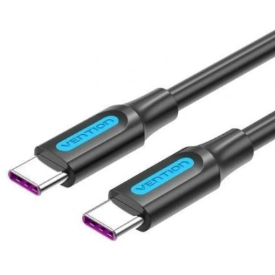 Cable USB 2.0 Tipo-C Vention COTBD/ USB Tipo-C Macho - USB Tipo-C Macho/ Hasta 100W/ 480Mbps/ 50cm/ Negro