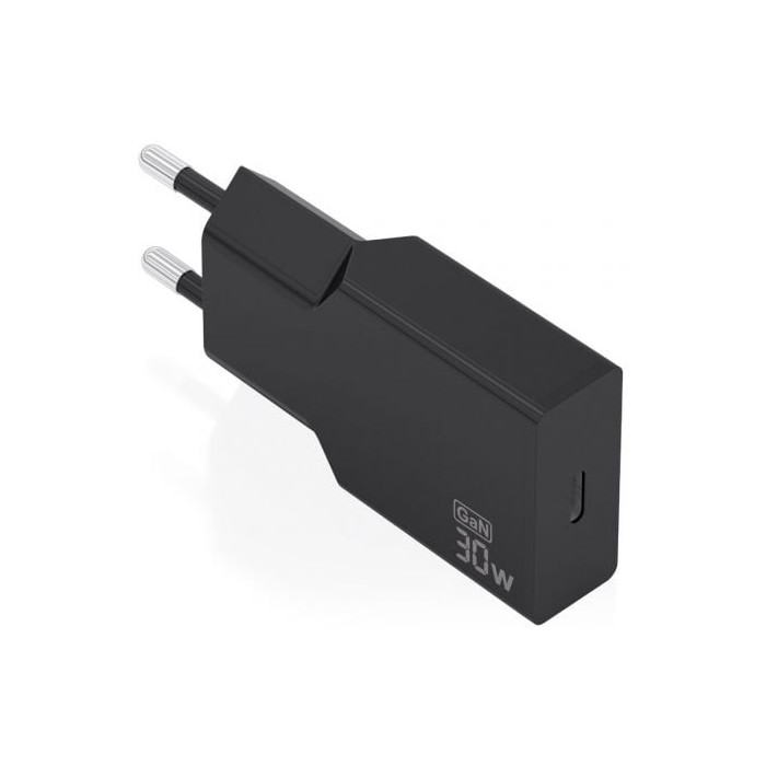 Cargador de Pared GaN Aisens A110-1004/ 1xUSB Tipo-C/ 30W/ Negro | Cargadores hasta 45W