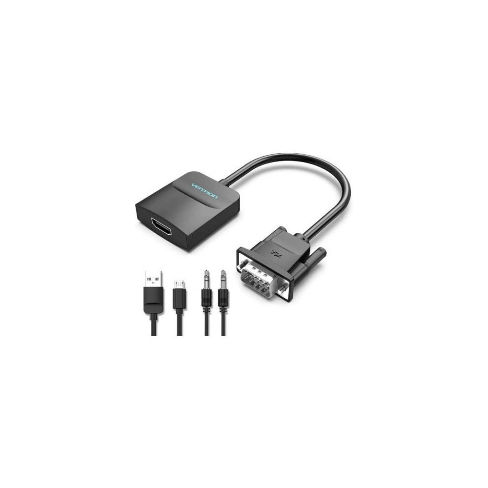 Cable Conversor Vention ACNBF/ VGA Macho - HDMI Hembra/ 1m/ Negro | VGA/DVI/DisplayPort