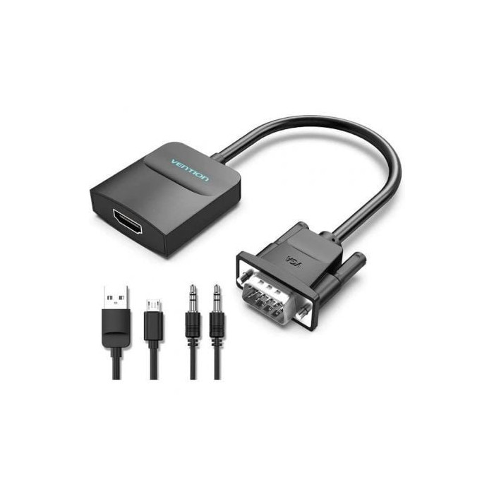 Cable Conversor Vention ACNBF/ VGA Macho - HDMI Hembra/ 1m/ Negro | VGA/DVI/DisplayPort