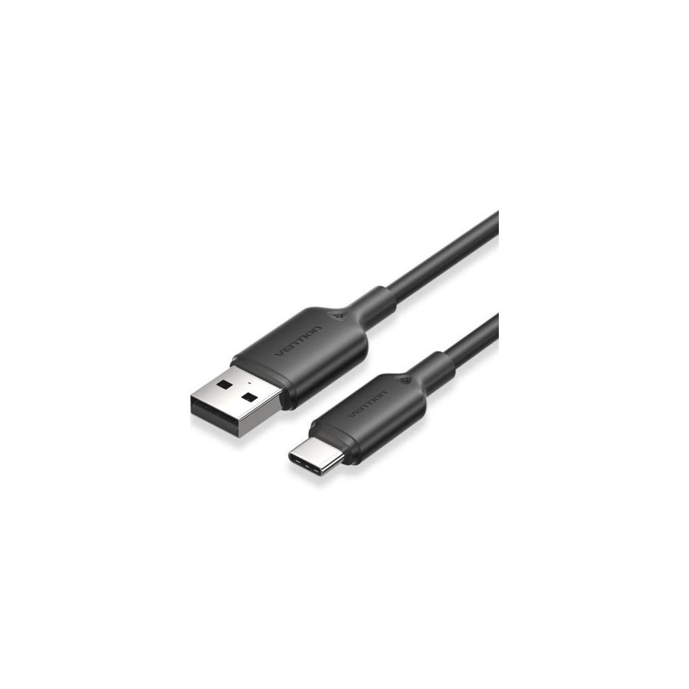 Cable USB 2.0 Tipo-C Vention CTQBH/ USB Tipo-C Macho - USB Macho/ Hasta 60W/ 480Mbps/ 2m/ Negro | USB
