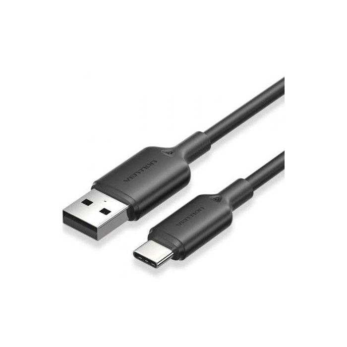 Cable USB 2.0 Tipo-C Vention CTQBH/ USB Tipo-C Macho - USB Macho/ Hasta 60W/ 480Mbps/ 2m/ Negro | USB