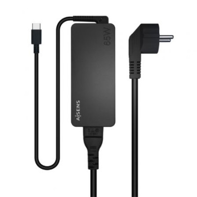 Cargador de Portátil Aisens ASCH-1PD65D-BK/ 1xUSB Tipo-C/ 65W/ Automatico/ Voltaje 5-20V