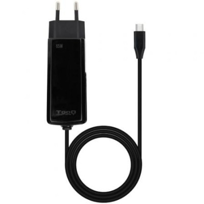 Cargador de Portátil GaN TooQ TQLC-USBCGAN65PD-C USB Tipo-C/ 65W/ Automático/ Voltaje 5-20V