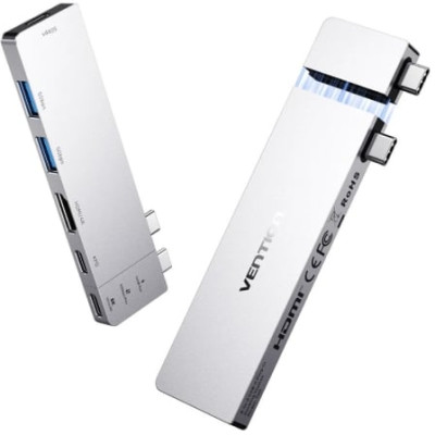 Docking USB Tipo-C Vention THZH0/ 1xHDMI 4K/ 2xUSB/ 2xUSB Tipo-C/ 1xThunderBolt/ 1xUSB Tipo-C PD/ Gris