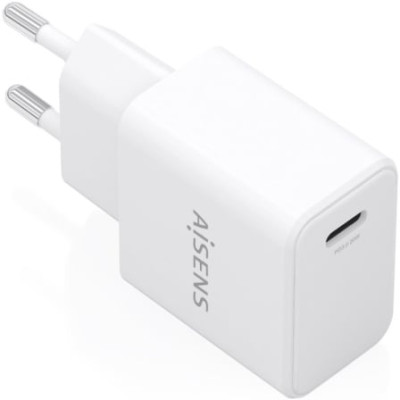 Cargador de Pared GaN Aisens A110-1023/ 1xUSB Tipo-C/ 20W/ Blanco