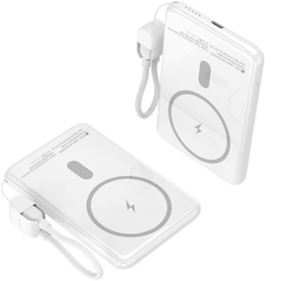 Powerbank 5000mAh Leotec LEPOWW20W5W/ 20W/ Wireless/ Blanca/ Incluye Cable USB Tipo-C