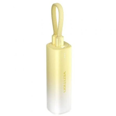 Powerbank 5000mAh Vention FHWY0/ 20W/ Amarilla/ Incluye Cable USB Tipo-C y Lightning