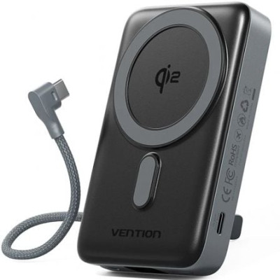 Powerbank 10000mAh Vention FKHH0/ 35W/ Wireless/ Gris/ Incluye Cable USB Tipo-C