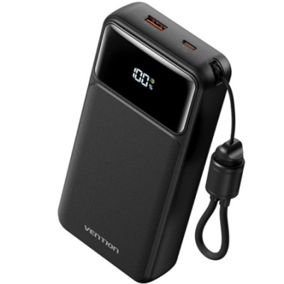 Powerbank 20000mAh Vention XGYB0-40-TY/ 22.5W/ Negra/ Incluye Cable USB Tipo-C