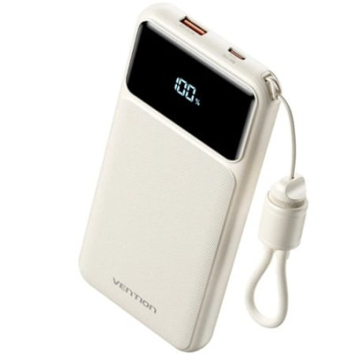 Powerbank 10000mAh Vention XGYW0-39-TY/ 22.5W/ Blanca/ Incluye Cable USB Tipo-C