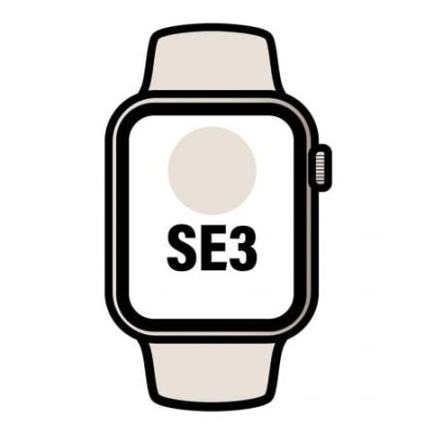 Apple Watch SE3/ GPS/ 40mm/ Caja de Aluminio Blanco Estrella/ Correa Deportiva Blanco Estrella M/L