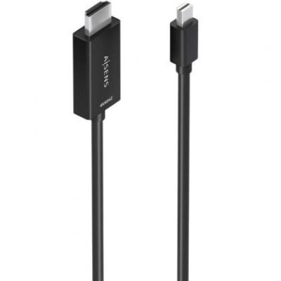 Cable Conversor Aisens A125-0888/ Mini DisplayPort Macho - HDMI 4K Macho/ 2m/ Negro