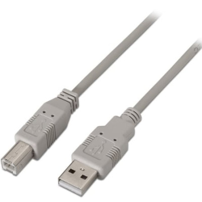 Cable USB 2.0 Impresora Aisens A101-0004/ USB Tipo-B Macho - USB Macho/ 4.5m/ Beige