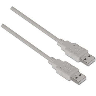 Cable USB 2.0 Aisens A101-0022/ USB Macho - USB Macho/ Hasta 2.5W/ 60Mbps/ 2m/ Beige
