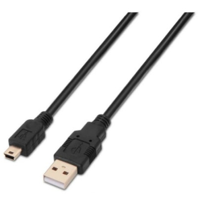 Cable USB 2.0 Aisens A101-0025/ USB Macho - USB Mini/ Hasta 2.5W/ 60Mbps/ 1.8m/ Negro