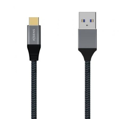 Cable USB 3.1 Tipo-C Aisens A107-0630/ USB Tipo-C Macho - USB Macho/ 10Gbps/ 50cm/ Gris