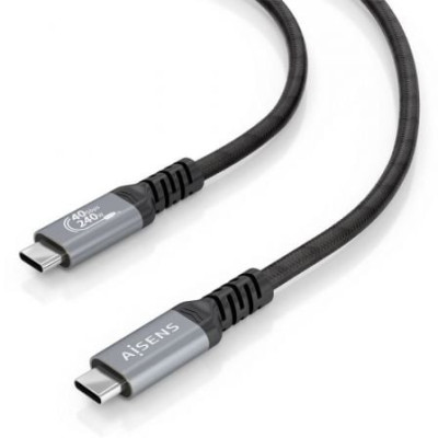 Cable USB 4.0 Tipo-C Aisens A156-0996/ USB Tipo-C Macho - USB Tipo-C Macho/ Hasta 240W/ 40Gbps/ 2m/ Negro
