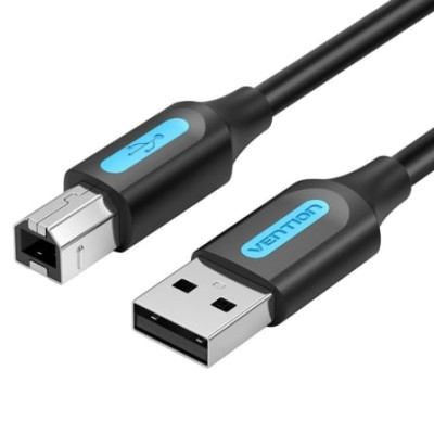 Cable USB 2.0 Impresora Vention COQBN/ USB Tipo-B Macho - USB Macho/ 480Mbps/ 15m/ Negro