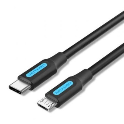 Cable USB 2.0 Tipo-C Vention COVBG/ USB Tipo-C Macho - MicroUSB Macho/ 480Mbps/ 1.5m/ Negro