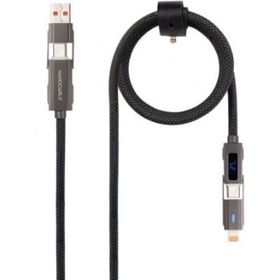 Cable USB 2.0 Tipo-C Nanocable 10.01.2501/ USB Tipo-C Macho + USB Macho - USB Tipo-C Macho + Lightning Macho/ Hasta 27W/ 480Mbps