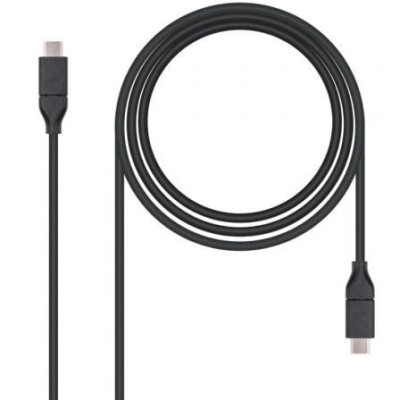 Cable USB 3.2 Tipo-C Nanocable 10.01.4101/ USB Tipo-C Macho - USB Tipo-C Macho/ hasta 100W/ 1m/ Negro